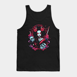 Geisha | Grim Reaper Geisha Skull | Cool Retro Japanese Aesthetic Tank Top